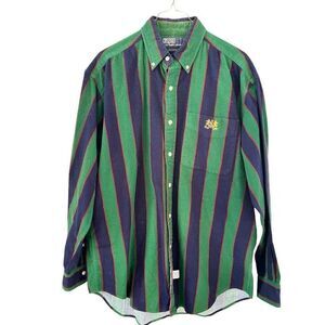 Viintagr Polo Ralph Lauren Men's M Striped Oxford Button-Up Flannel Shirt Multic